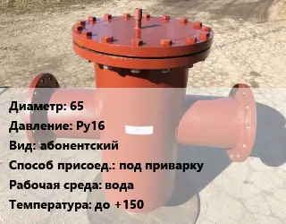 Грязевик 65 P=Ру16 абонентский под приварку вода до +150